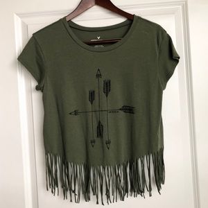 American Eagle Short Sleeve Fringe Tee